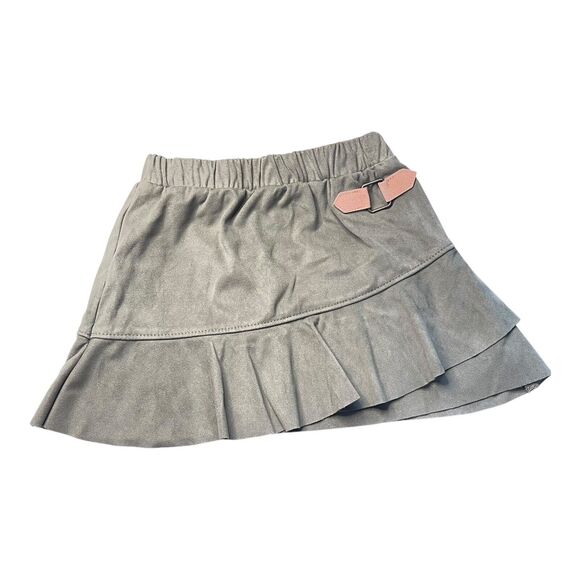 Little Lass Girls Size 5 Ruffled Faux Suede Olive Green Western Skirt - Picture 4 of 7
